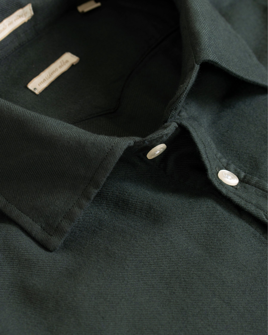 Herre | Skjorter | Massimo Alba | Genova Slim Fit Light Flannel Shirt Bottle Green