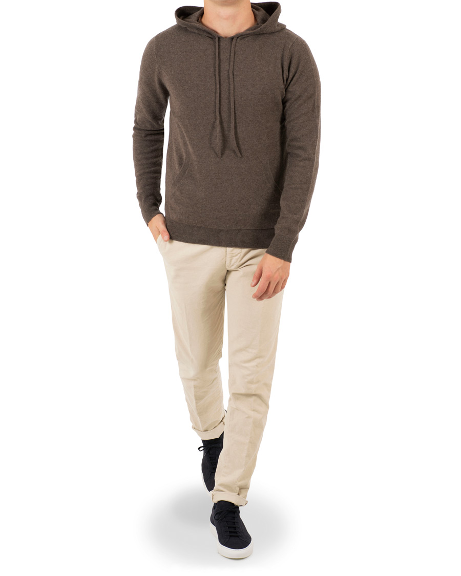 Herre | Gensere | Morris Heritage | Knitted Hoddie Brown
