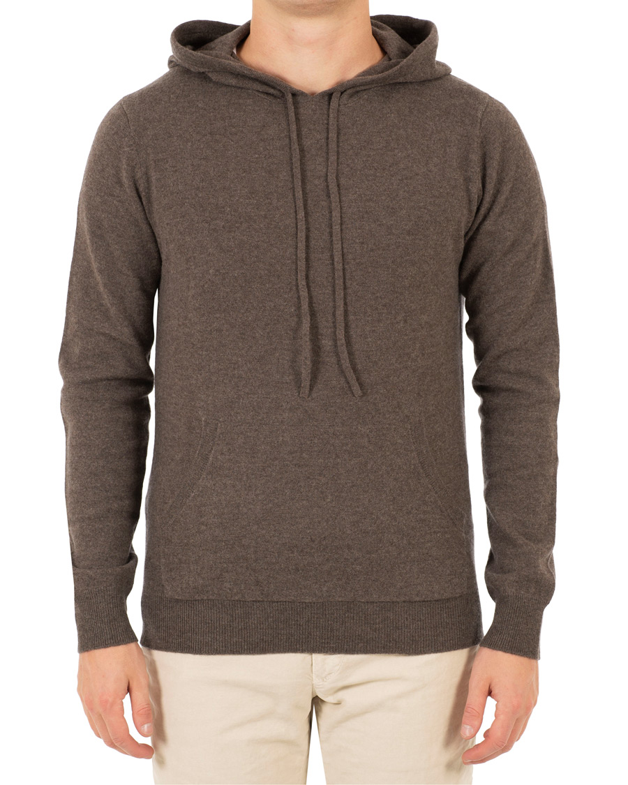 Herre | Gensere | Morris Heritage | Knitted Hoddie Brown