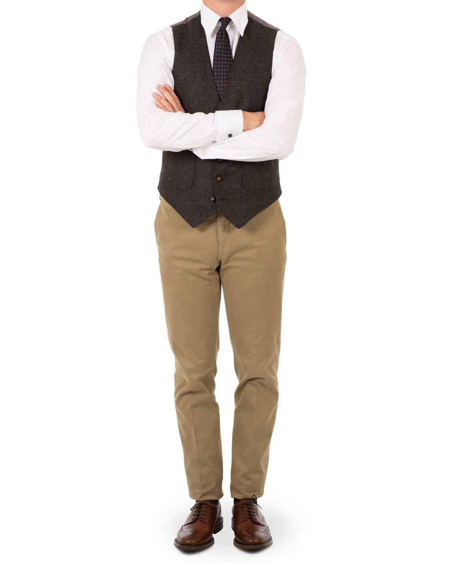 Herre | Dressjakker | Morris | Harris Tweed Waistcoat Brown