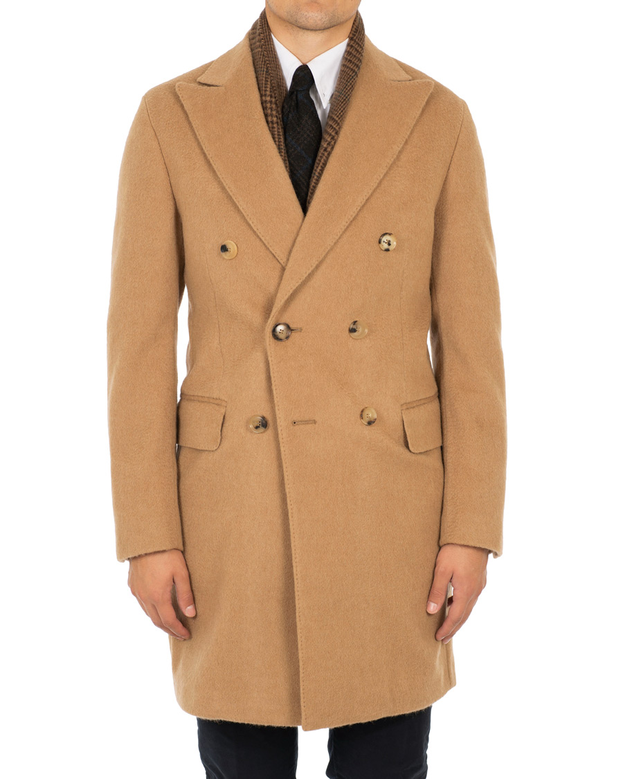 Herre | Jakker | Oscar Jacobson | Saul Delux Double Breasted Camelhair Coat Camel