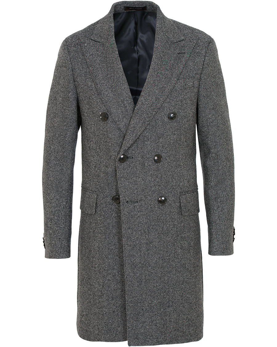 Herre | Jakker | Oscar Jacobson | Saul Wool/Cashmere Double Breasted Coat Grey