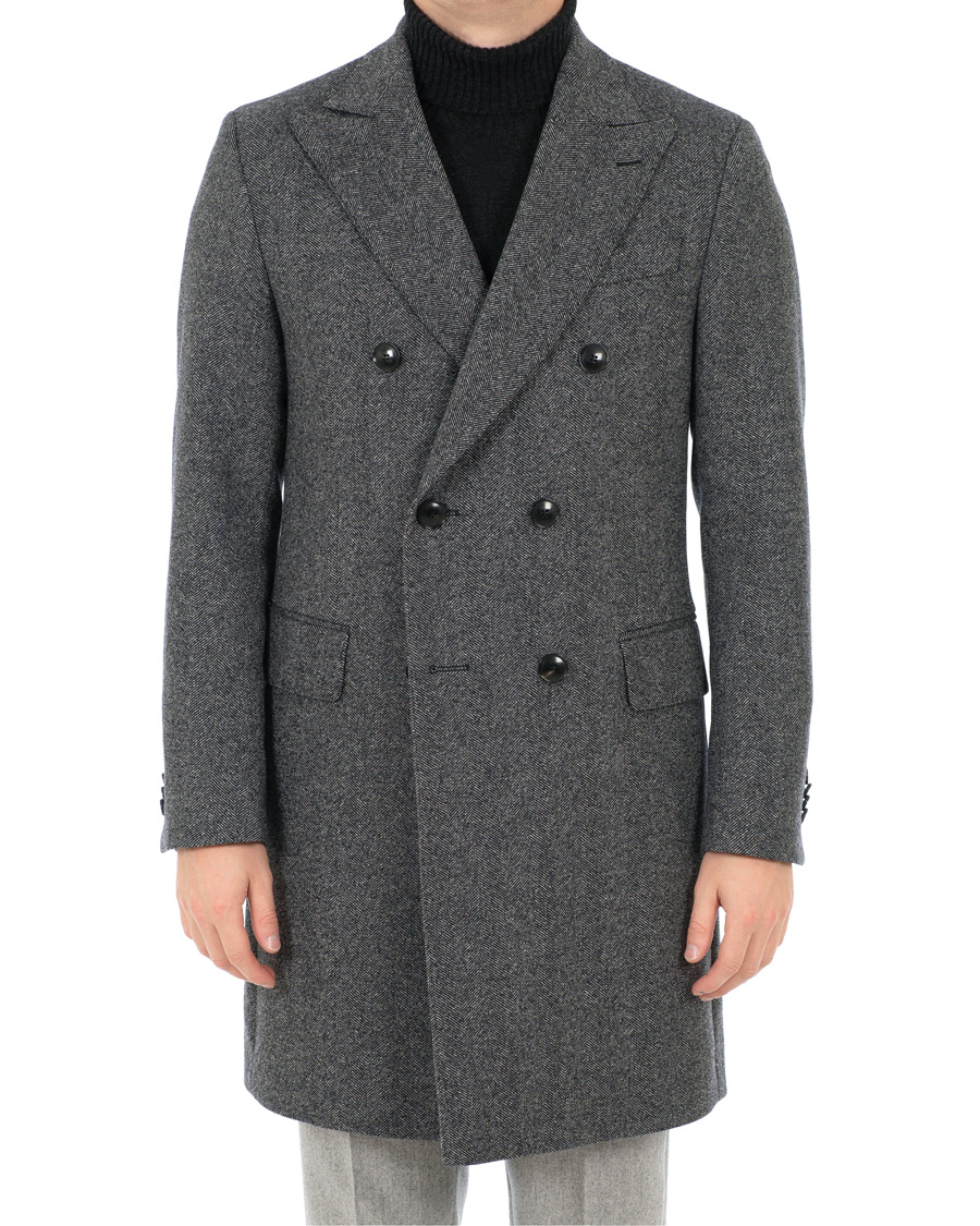 Herre | Jakker | Oscar Jacobson | Saul Wool/Cashmere Double Breasted Coat Grey