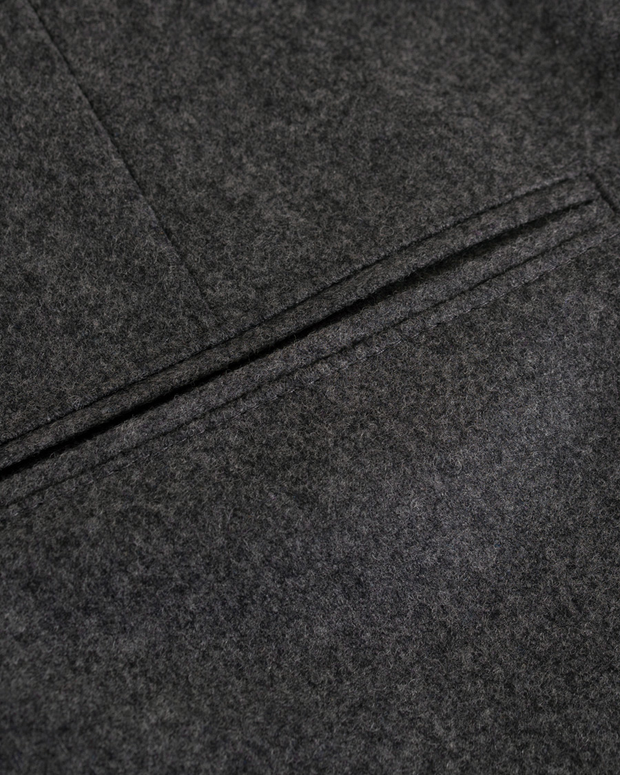 Herre | Bukser | Oscar Jacobson | Dean Turn Up Flannel Trousers Dark Grey