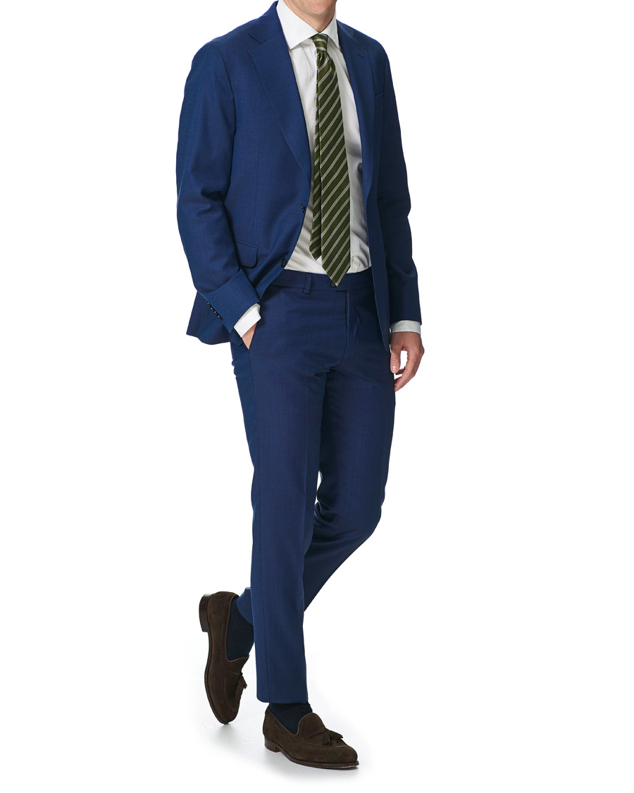 Herre | Bukser | Oscar Jacobson | Denz Wool Trousers Blue