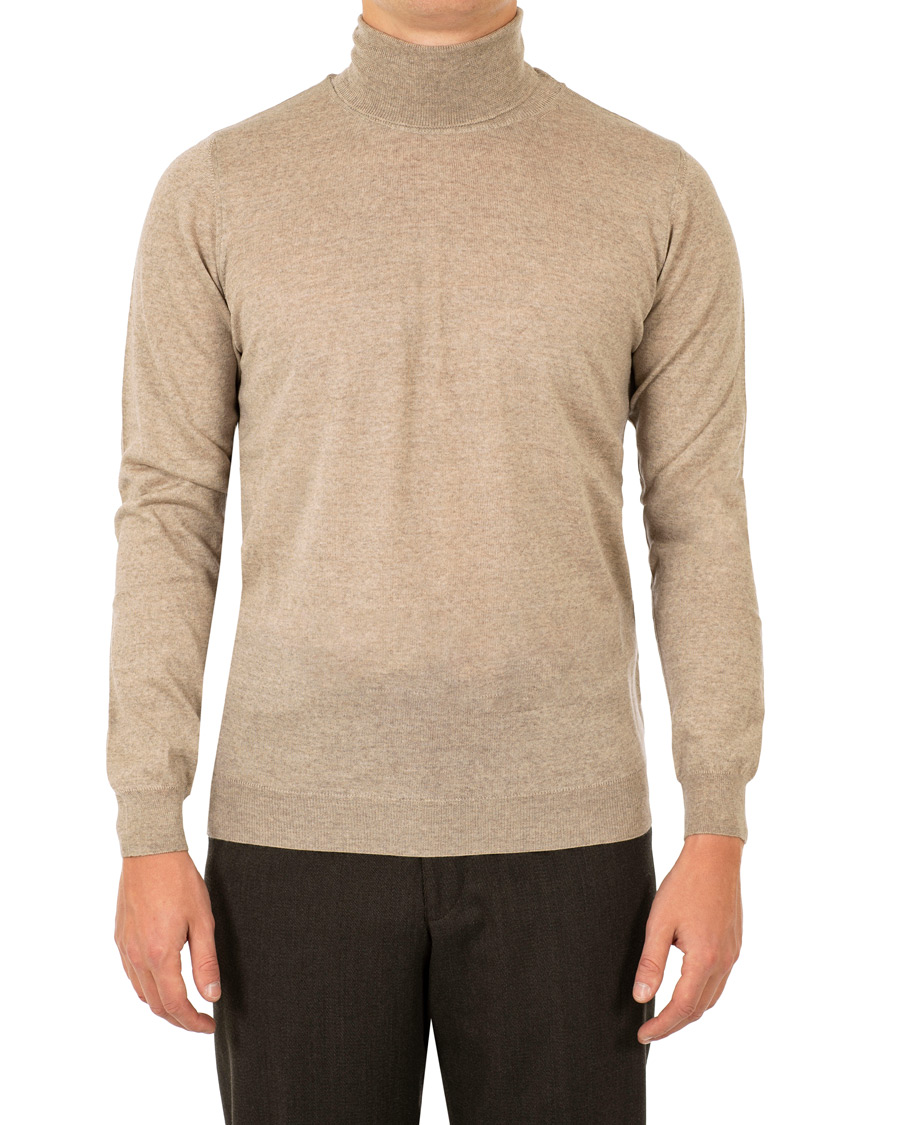 Herre | Gensere | Oscar Jacobson | Cole Extra Fine Merino Rollneck Beige
