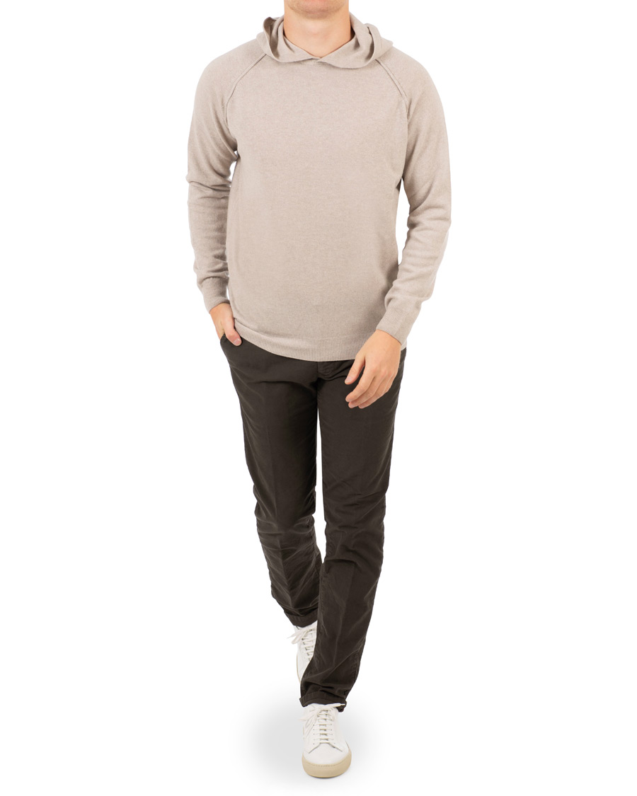Herre | Gensere | Oscar Jacobson | Pascal Ultra Fine Merino/Cashmere Hoodie Beige