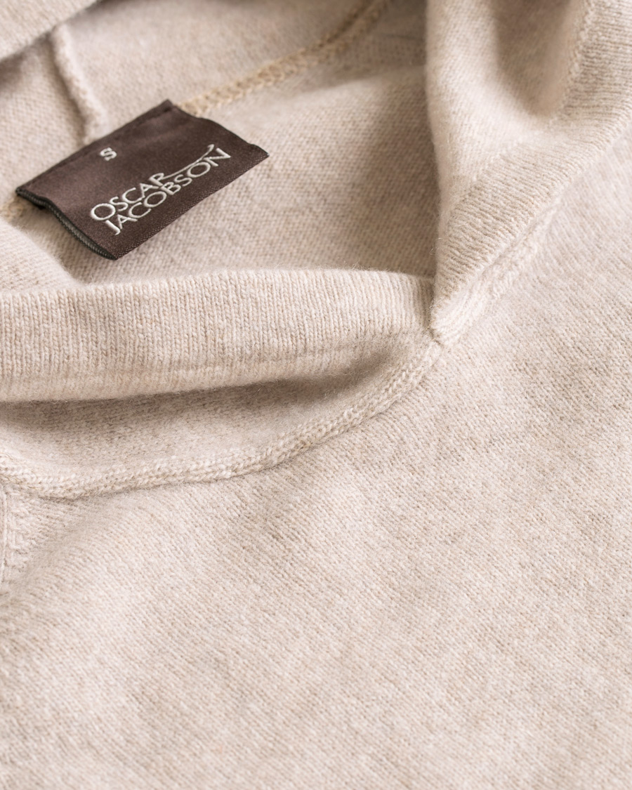 Herre | Gensere | Oscar Jacobson | Pascal Ultra Fine Merino/Cashmere Hoodie Beige