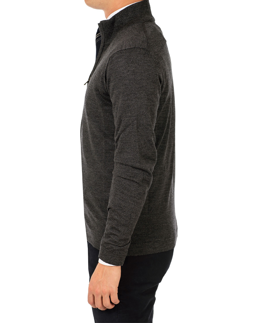 Herre | Gensere | Oscar Jacobson | Ariel Extra Fine Merino Full Zip Grey