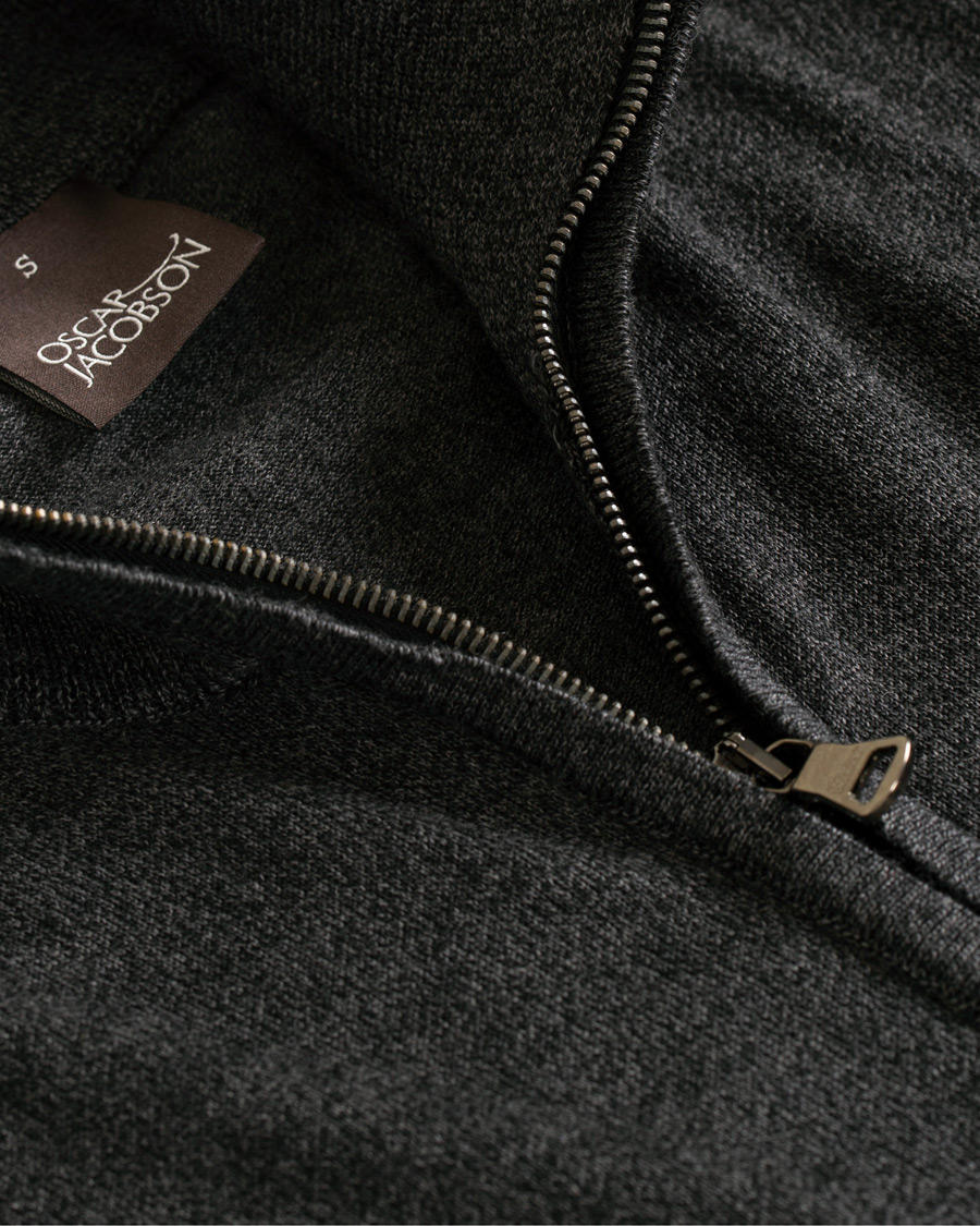 Herre | Gensere | Oscar Jacobson | Ariel Extra Fine Merino Full Zip Grey