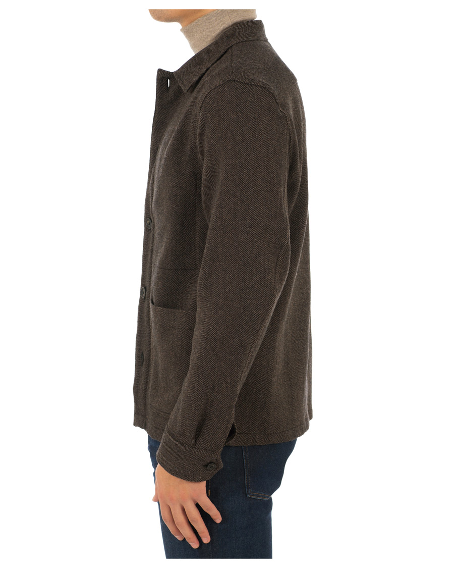 Herre | Jakker | Oscar Jacobson | Hannes Herringbone Shirt Jacket Brown