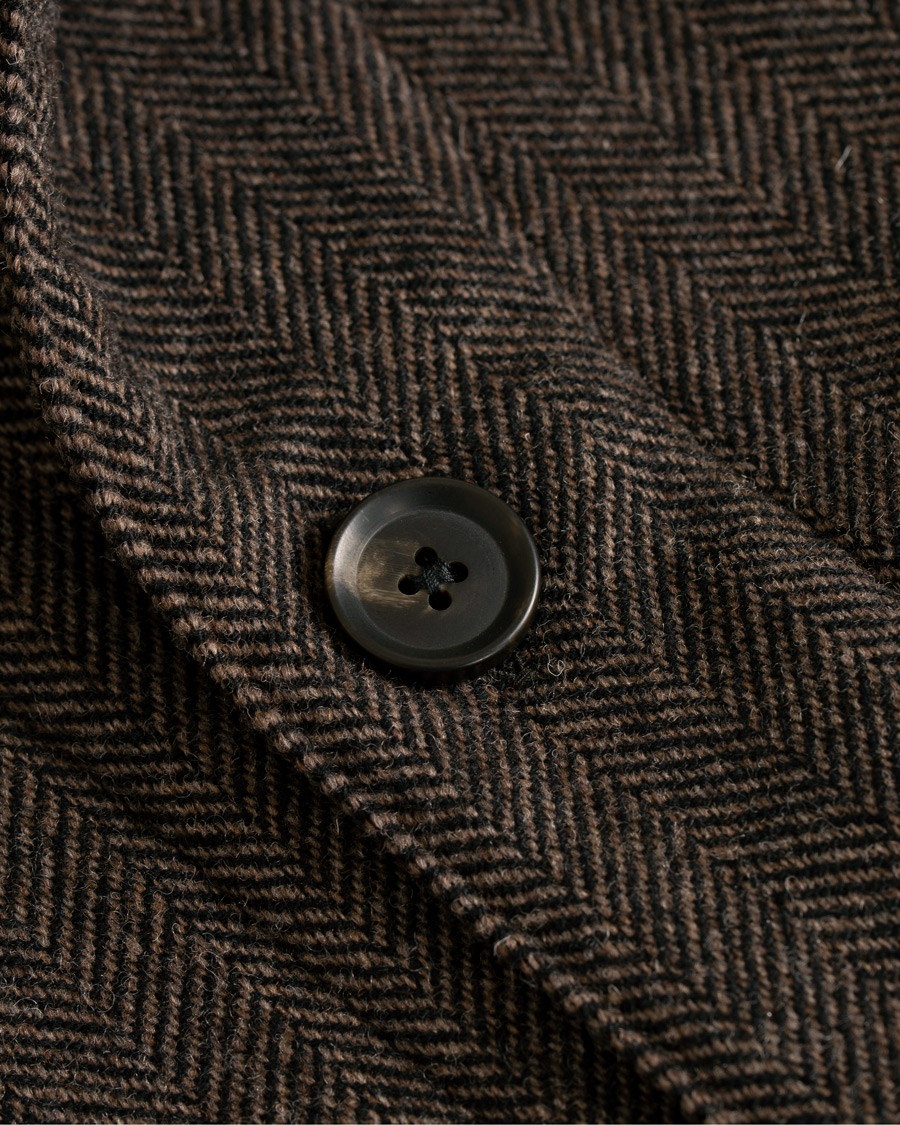 Herre | Jakker | Oscar Jacobson | Hannes Herringbone Shirt Jacket Brown