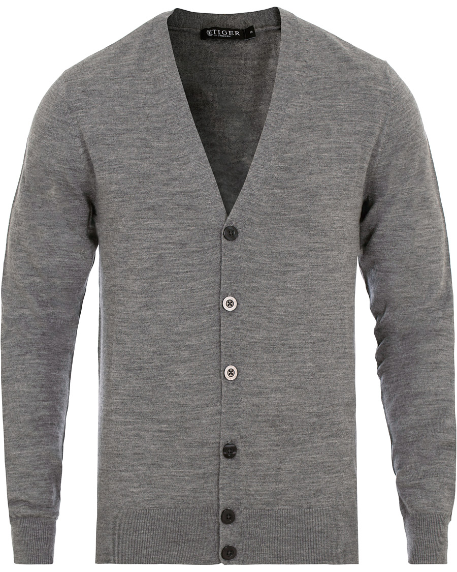 Herre | Gensere | Tiger of Sweden | Navid Extra Fine Merino Cardigan Grey