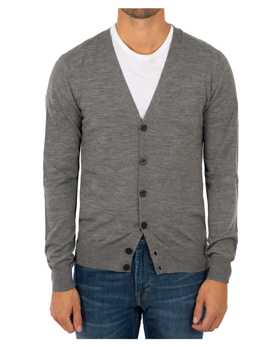 Herre | Gensere | Tiger of Sweden | Navid Extra Fine Merino Cardigan Grey