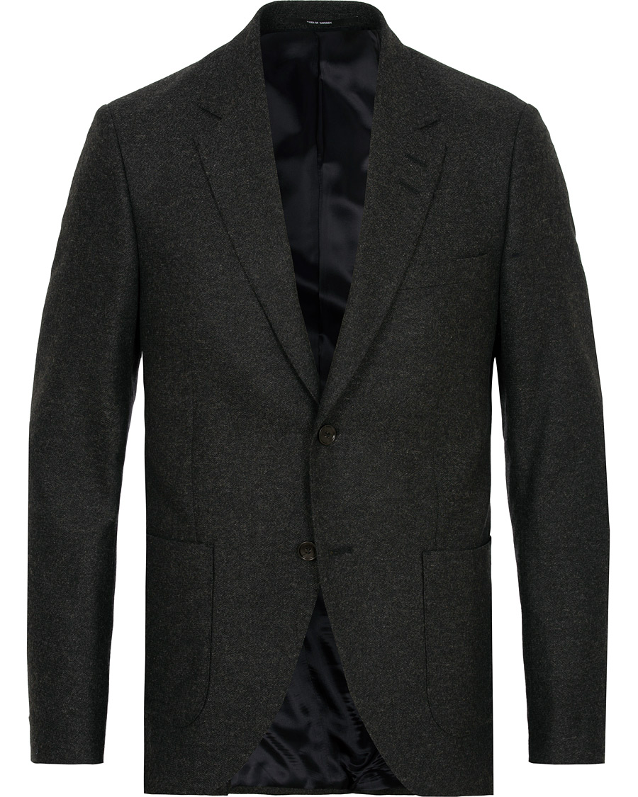 Herre | Dressjakker | Tiger of Sweden | Jamot Flannel Patch Pocket Blazer Dark Grey