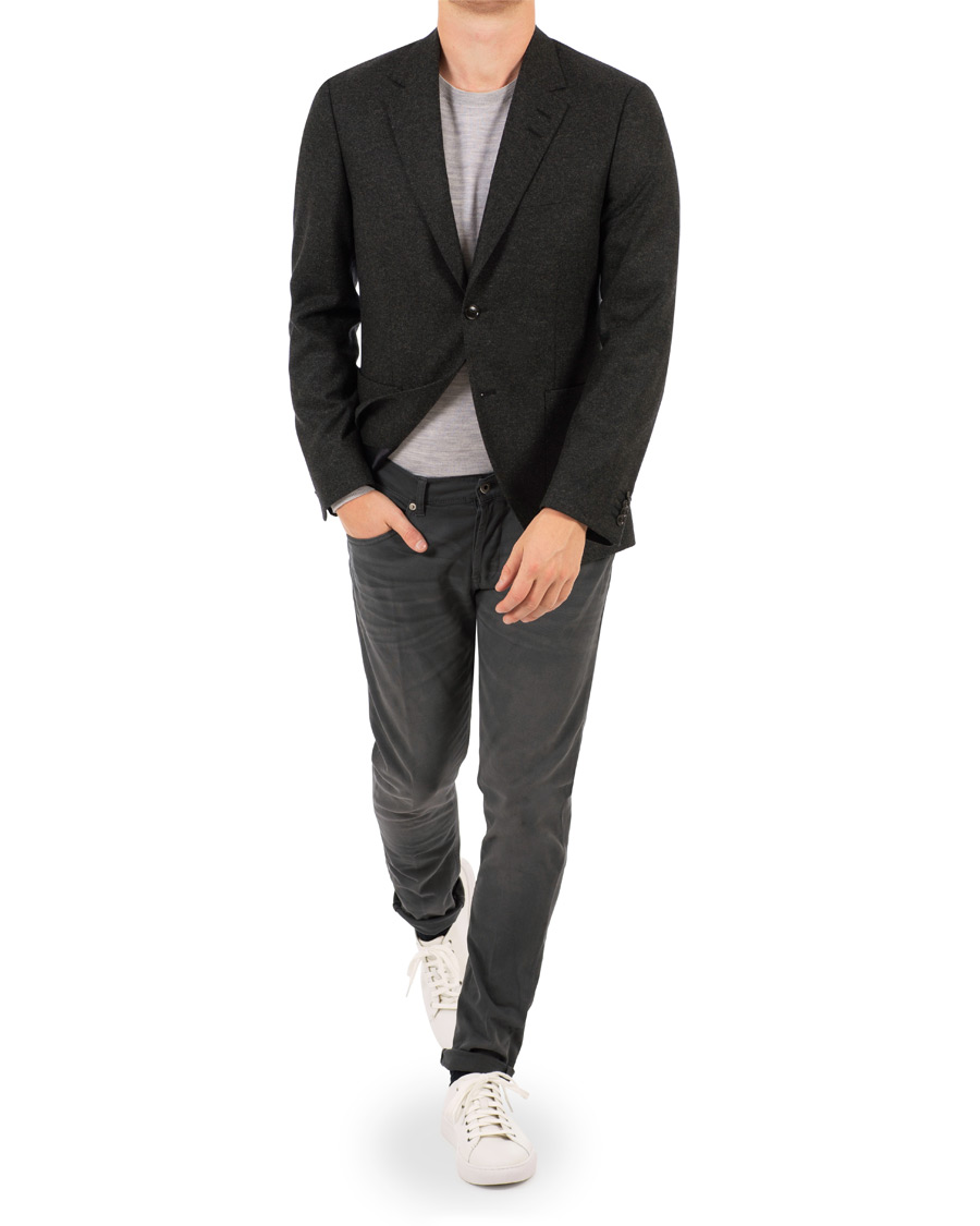 Herre | Dressjakker | Tiger of Sweden | Jamot Flannel Patch Pocket Blazer Dark Grey