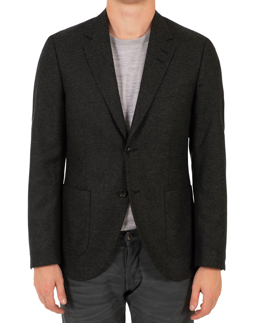Herre | Dressjakker | Tiger of Sweden | Jamot Flannel Patch Pocket Blazer Dark Grey