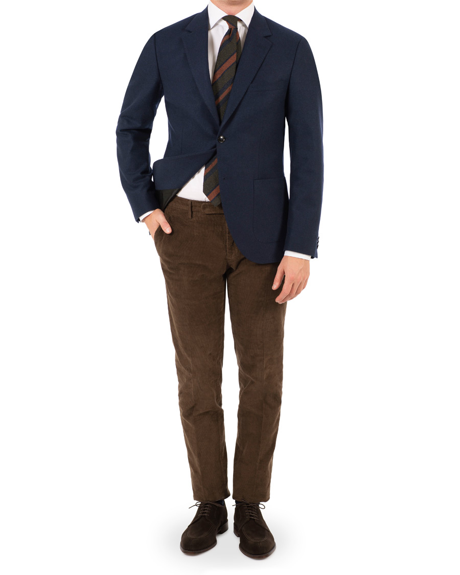 Herre | Dressjakker | Tiger of Sweden | Jamot Flannel Patch Pocket Blazer Navy