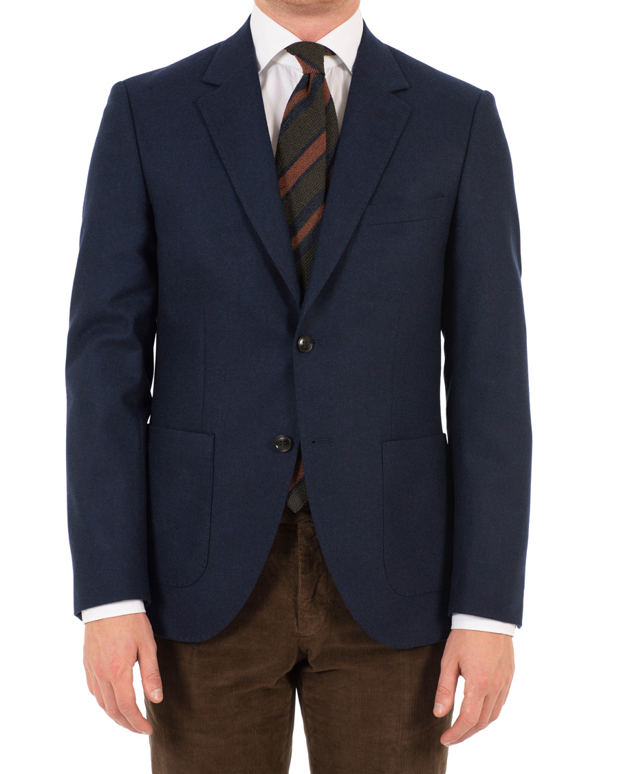 Herre | Dressjakker | Tiger of Sweden | Jamot Flannel Patch Pocket Blazer Navy