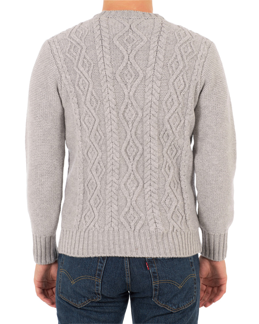 Herre | Gensere | Inis Meáin | Aran Knitted Crew Neck Sweater Light Grey