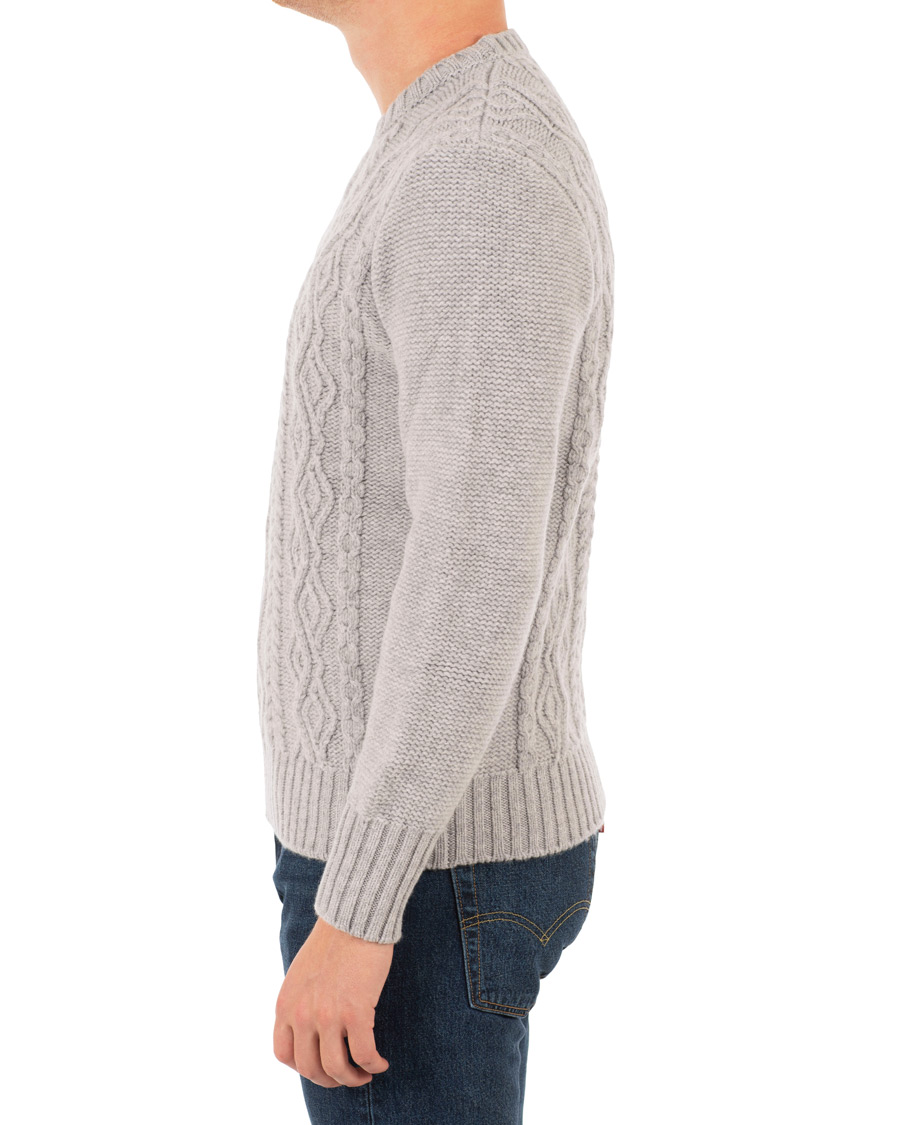 Herre | Gensere | Inis Meáin | Aran Knitted Crew Neck Sweater Light Grey