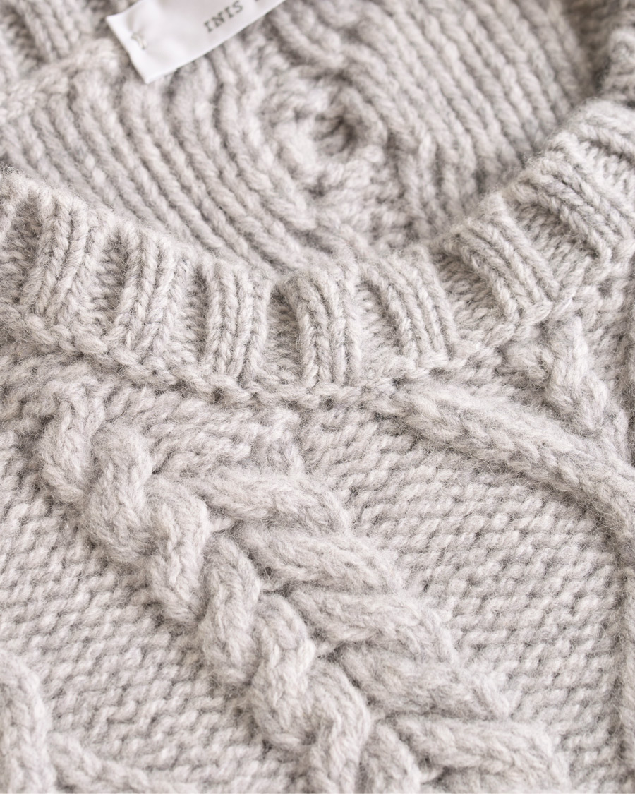 Herre | Gensere | Inis Meáin | Aran Knitted Crew Neck Sweater Light Grey