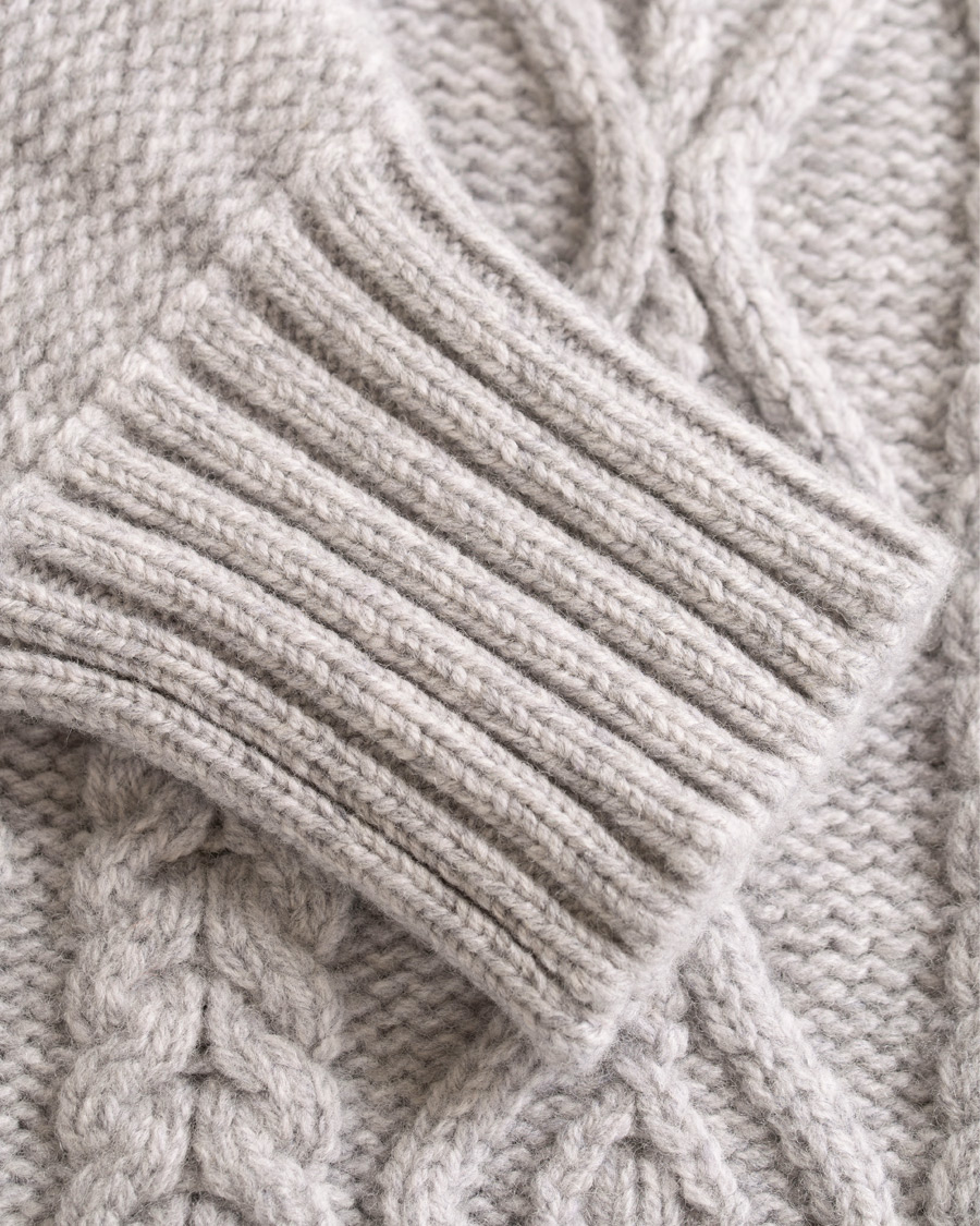 Herre | Gensere | Inis Meáin | Aran Knitted Crew Neck Sweater Light Grey