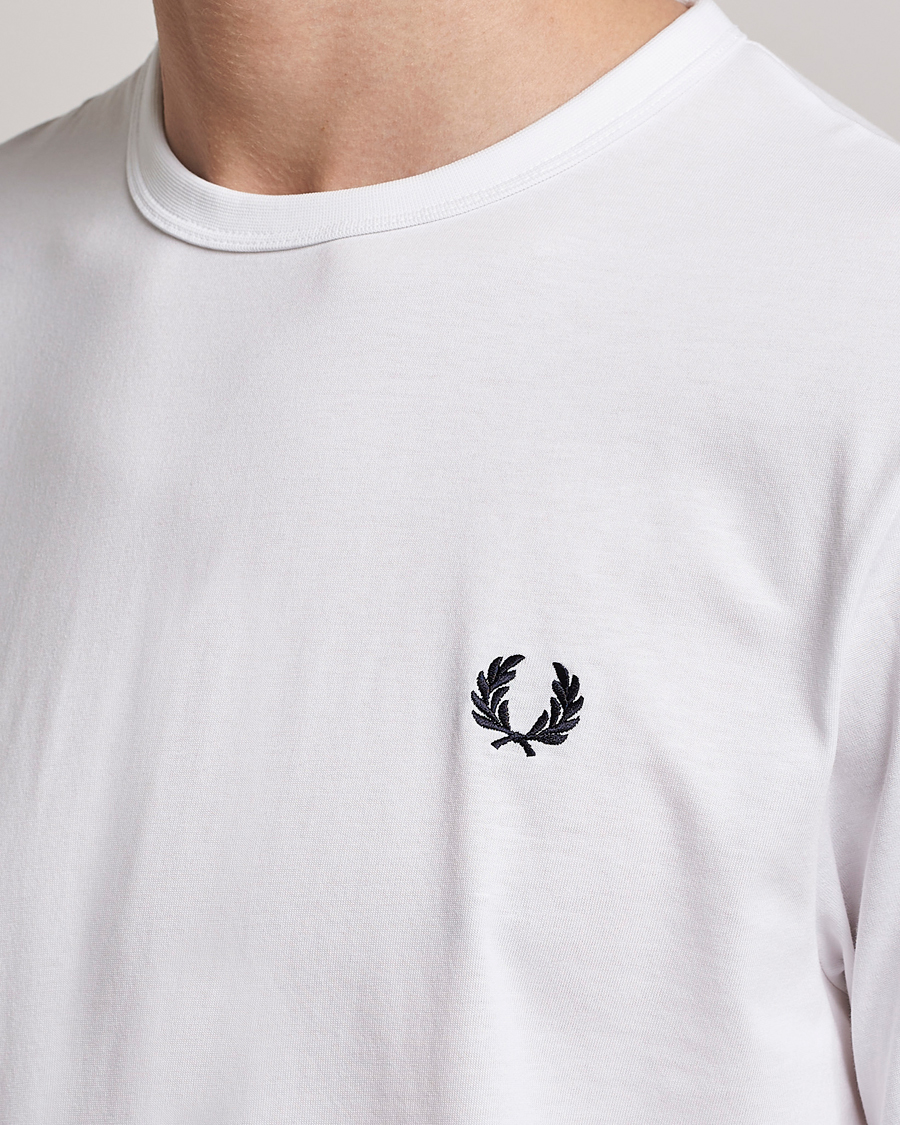 Herre | T-Shirts | Fred Perry | Ringer Crew Neck Tee White