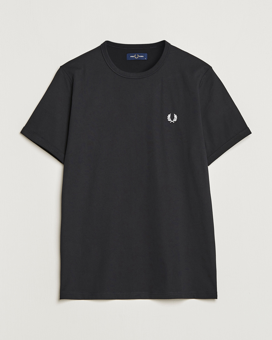 Herre | T-Shirts | Fred Perry | Ringer Crew Neck Tee Black