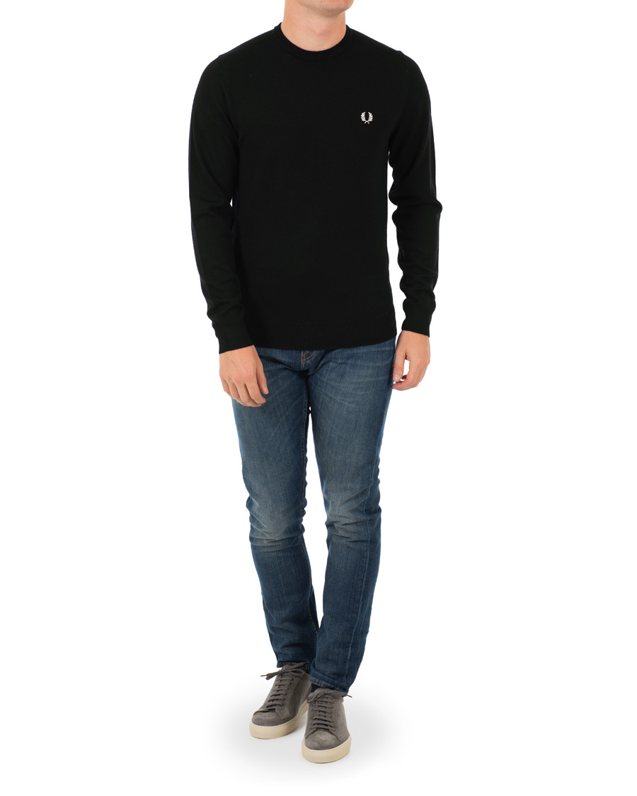 Herre | Gensere | Fred Perry | Merino Wool Crew Neck Pullover Black