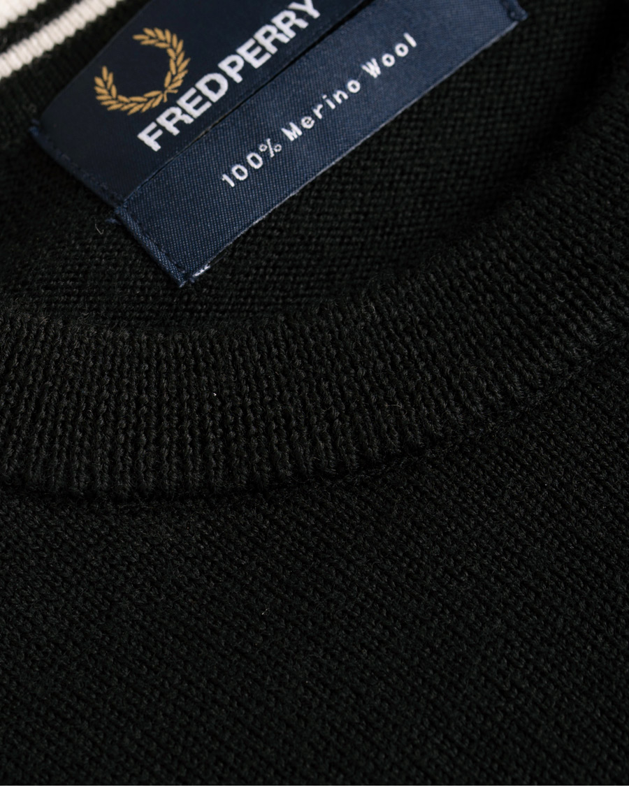 Herre | Gensere | Fred Perry | Merino Wool Crew Neck Pullover Black