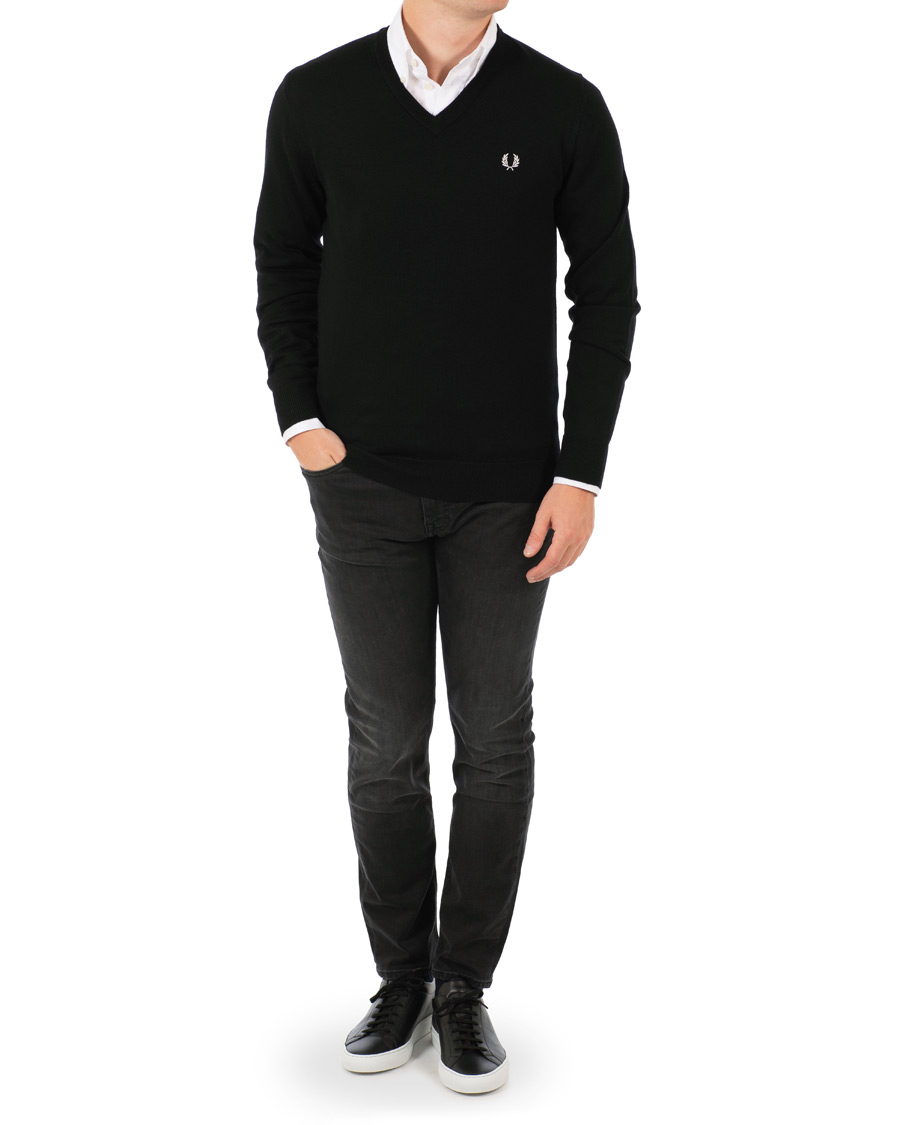 Herre | Gensere | Fred Perry | Merino Wool V-Neck Pullover Black