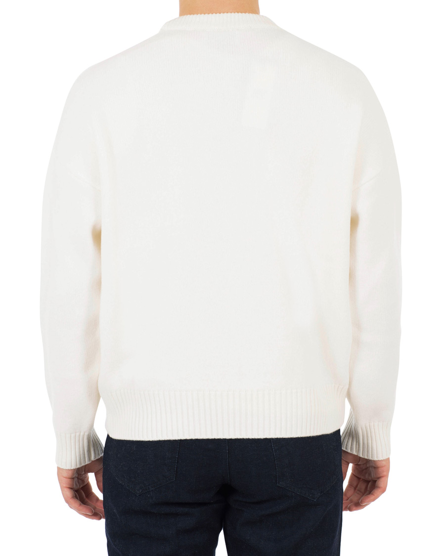 Herre | Gensere | AMI | Boiled Wool Heart Sweater White
