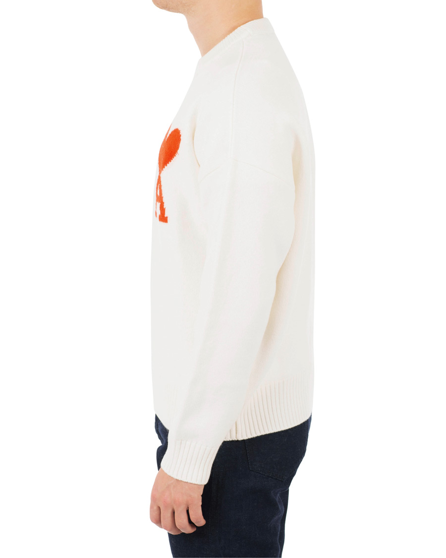 Herre | Gensere | AMI | Boiled Wool Heart Sweater White
