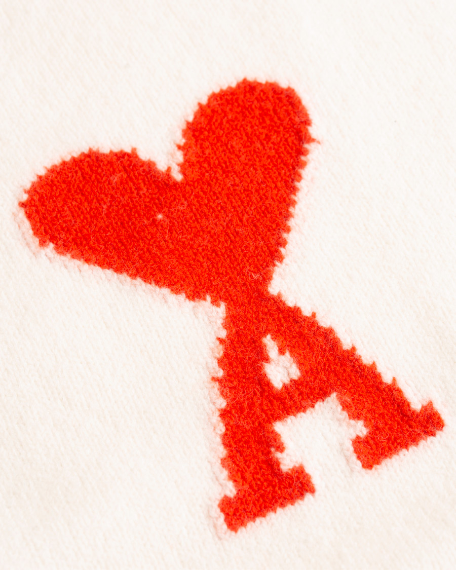 Herre | Gensere | AMI | Boiled Wool Heart Sweater White