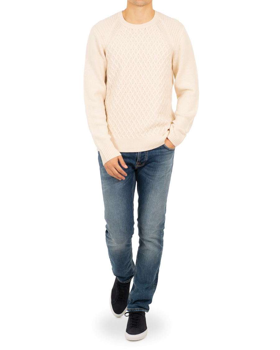 Herre | Gensere | Vince | Fisherman Cable Crew White
