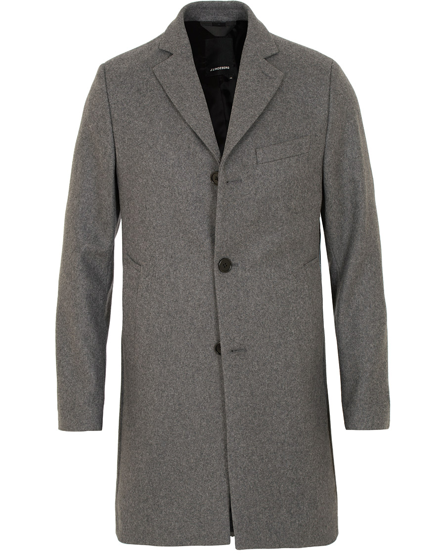 Herre | Jakker | J.Lindeberg | Wolger Compact Melton Coat Dark Grey Melange