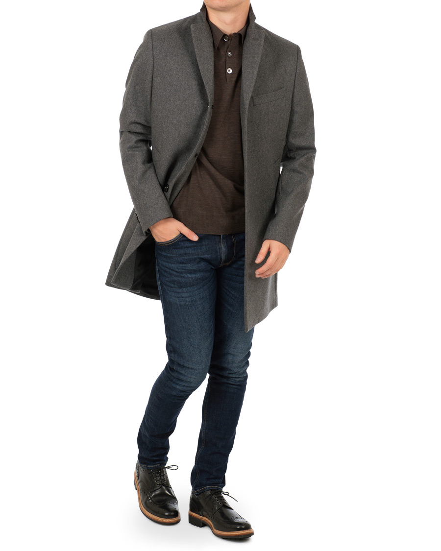 Herre | Jakker | J.Lindeberg | Wolger Compact Melton Coat Dark Grey Melange