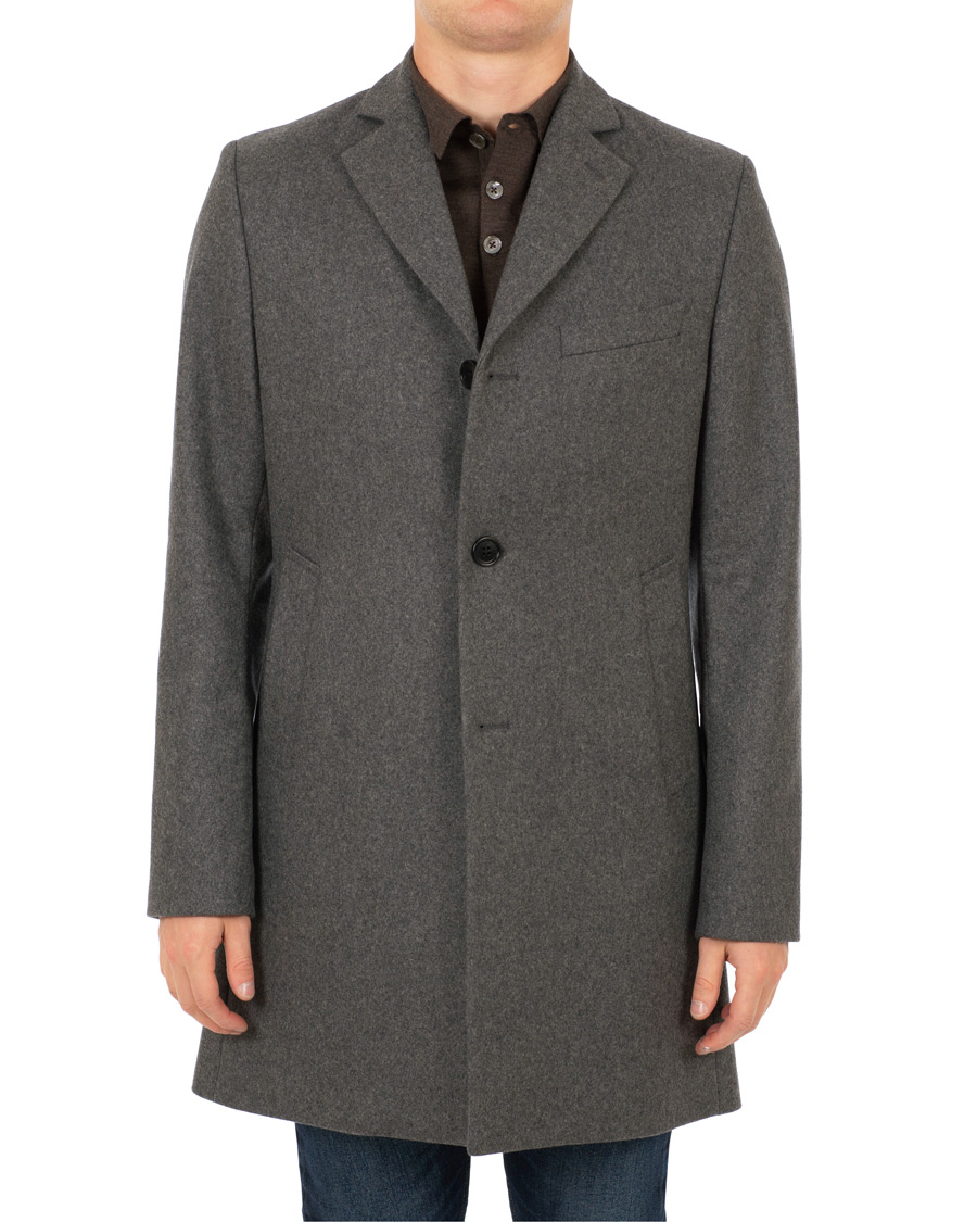 Herre | Jakker | J.Lindeberg | Wolger Compact Melton Coat Dark Grey Melange