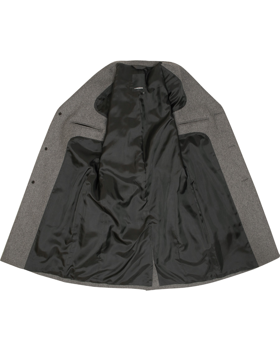 Herre | Jakker | J.Lindeberg | Wolger Compact Melton Coat Dark Grey Melange