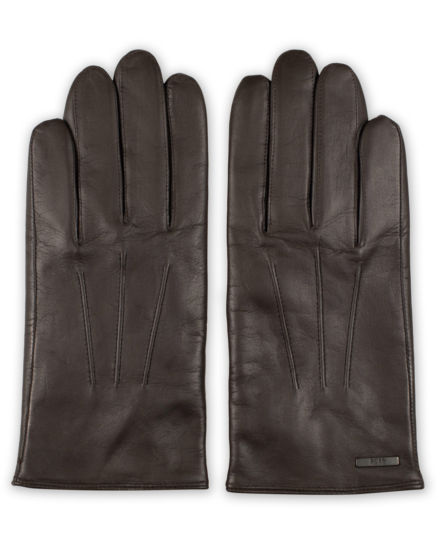 Herre | BOSS Hainz Leather Gloves Dark Brown | BOSS BLACK | BOSS Hainz Leather Gloves Dark Brown