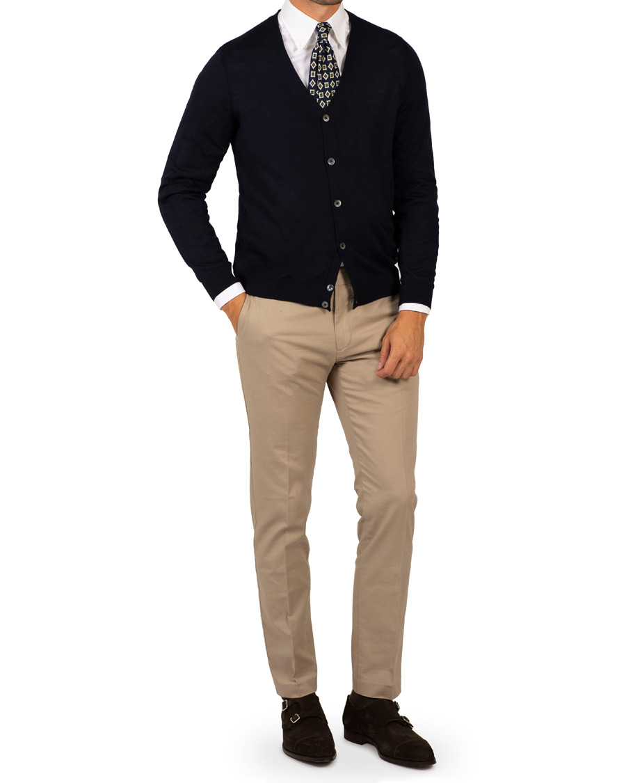 Herre | Gensere | BOSS BLACK | BOSS Mardon Extra Fine Merino Cardigan Dark Navy