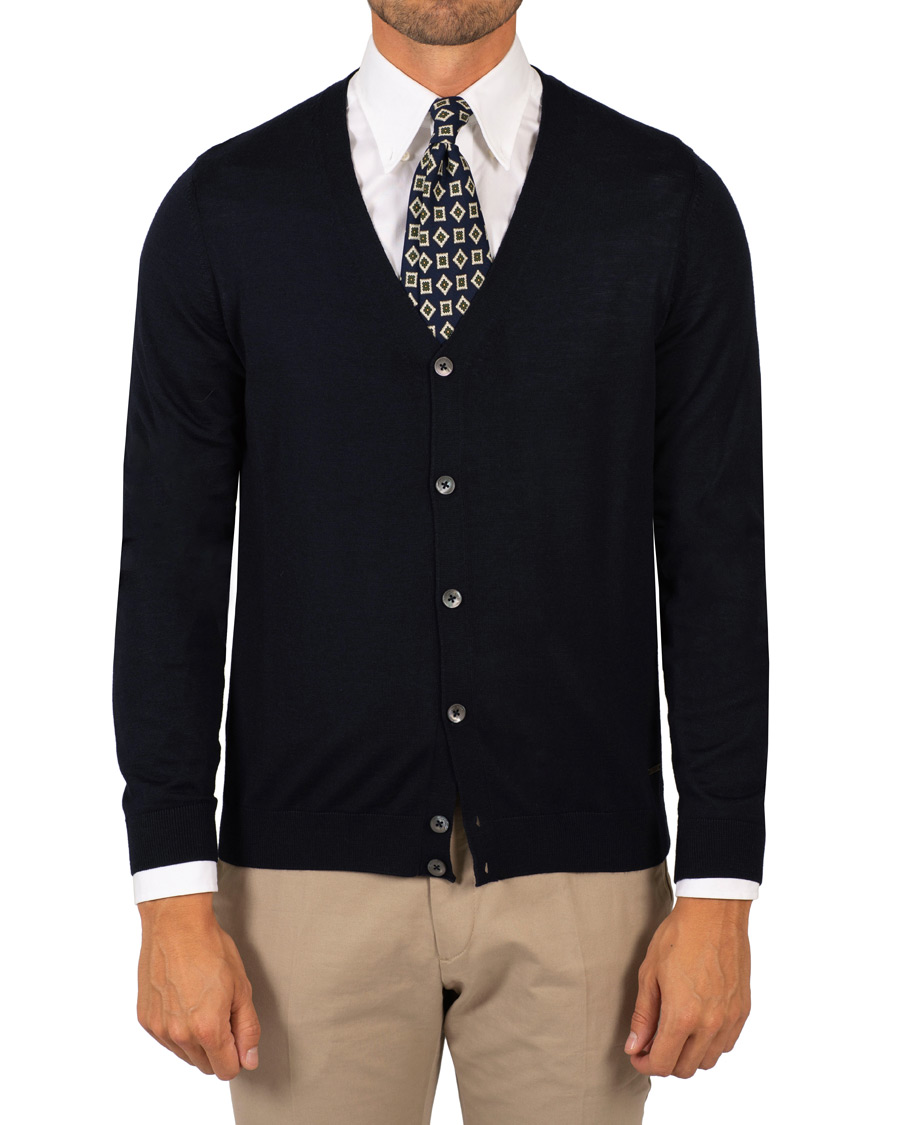 Herre | Gensere | BOSS BLACK | BOSS Mardon Extra Fine Merino Cardigan Dark Navy