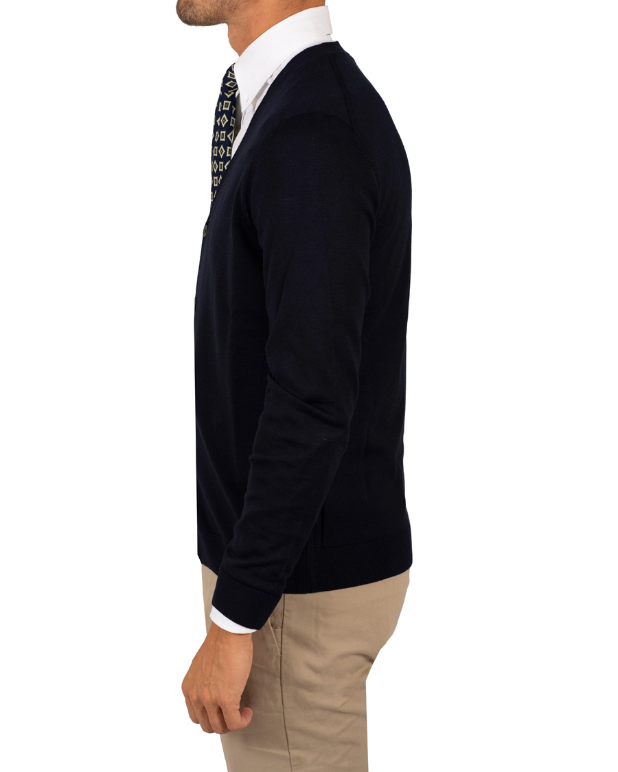 Herre | Gensere | BOSS BLACK | BOSS Mardon Extra Fine Merino Cardigan Dark Navy