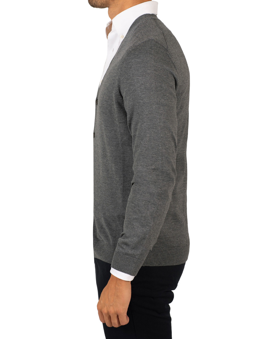 Herre | Gensere | BOSS BLACK | BOSS Mardon Extra Fine Merino Cardigan Medium Grey Melange