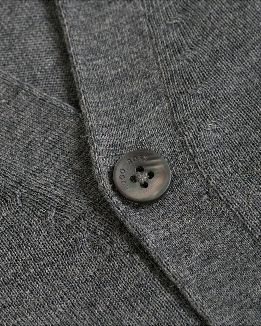 Herre | Gensere | BOSS BLACK | BOSS Mardon Extra Fine Merino Cardigan Medium Grey Melange