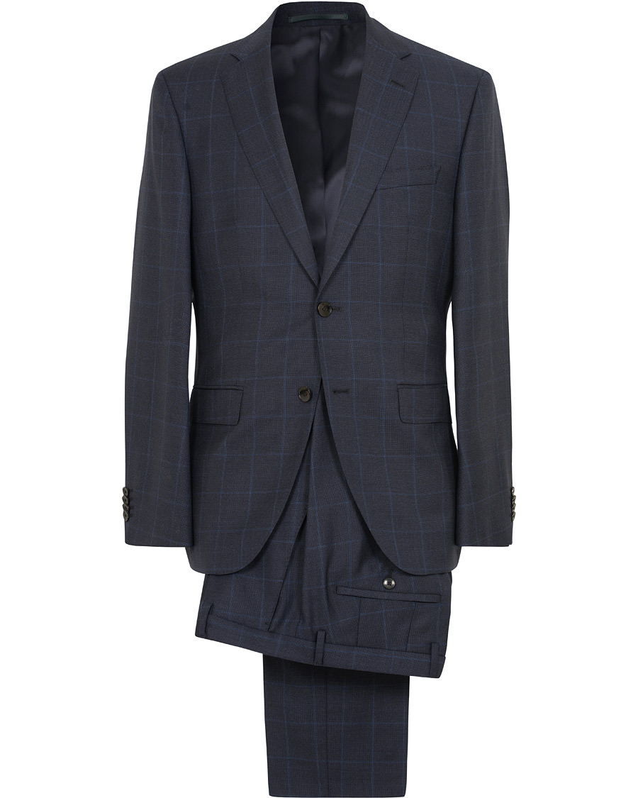 Herre | Dresser | BOSS BLACK | BOSS Johnstons/Lenon Check Wool Suit Open Blue