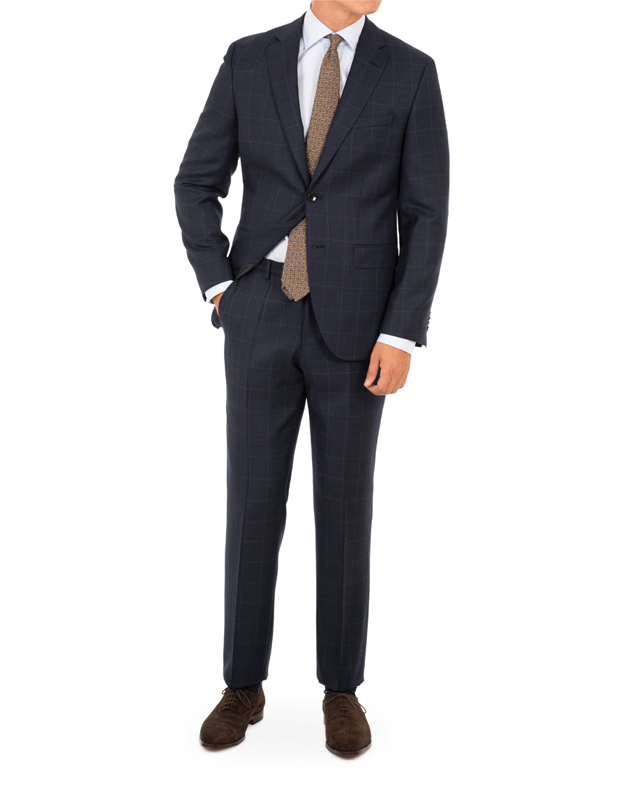 Herre | Dresser | BOSS BLACK | BOSS Johnstons/Lenon Check Wool Suit Open Blue