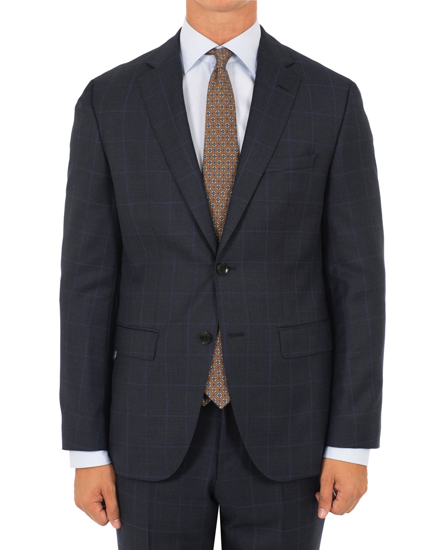Herre | Dresser | BOSS BLACK | BOSS Johnstons/Lenon Check Wool Suit Open Blue
