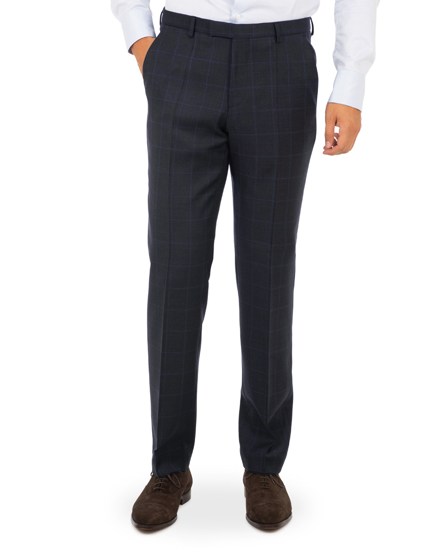 Herre | Dresser | BOSS BLACK | BOSS Johnstons/Lenon Check Wool Suit Open Blue